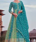 SKy Blue georgette floor length wedding gown 