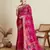 Pink printed cotton cotton saree with blouse piece