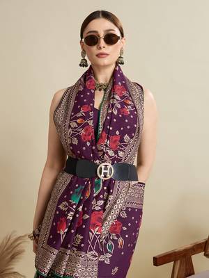 Wine printed cotton cotton saree with blouse piece 2