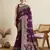 Wine printed cotton cotton saree with blouse piece