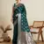 Dark green woven satin saree with blouse piece