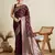 Maroon woven satin saree with blouse piece