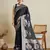 Navy blue woven satin saree with blouse piece