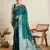Teal woven satin saree with blouse piece