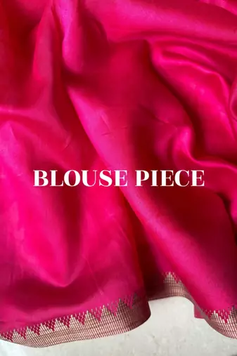 Pink batik work pure chanderi silk maheshwari border saree with blouse piece