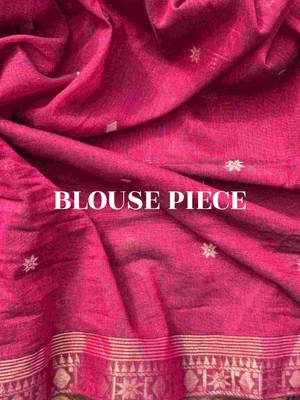 Wine pure cotton hand woven saree with blouse piece 5