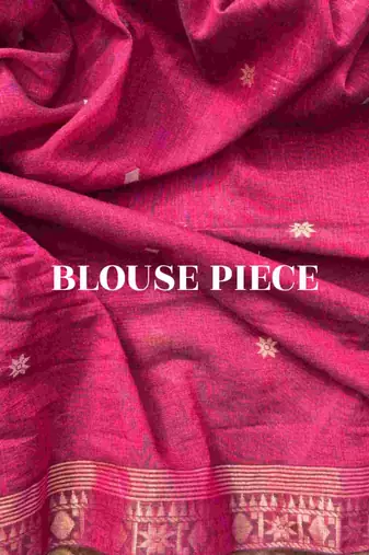 Wine pure cotton hand woven saree with blouse piece