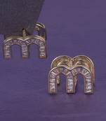 Crystal letter m charm gold plated stud earring for women