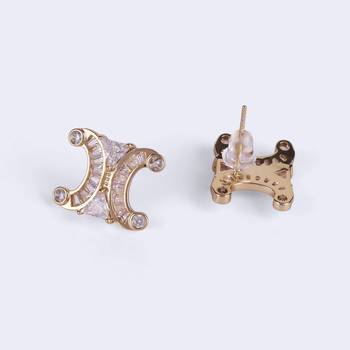 Crystal letter x charm gold plated stud earring for women 3