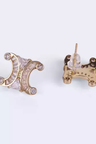 Crystal letter x charm gold plated stud earring for women