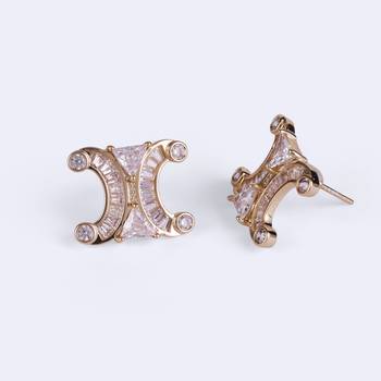 Crystal letter x charm gold plated stud earring for women 4