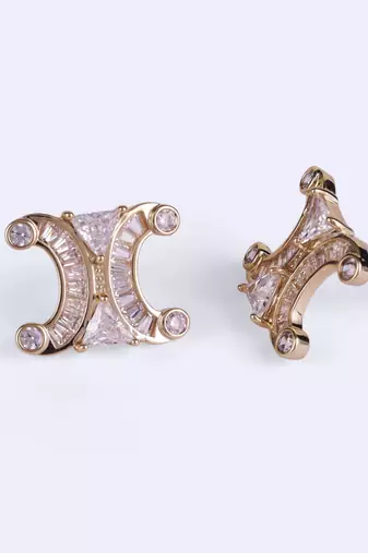 Crystal letter x charm gold plated stud earring for women