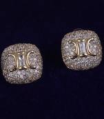 Crystal letter x charm gold plated stud earring for women