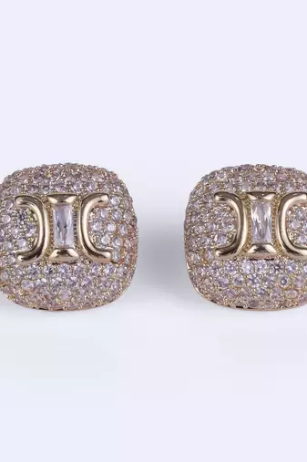 Crystal letter x charm gold plated stud earring for women