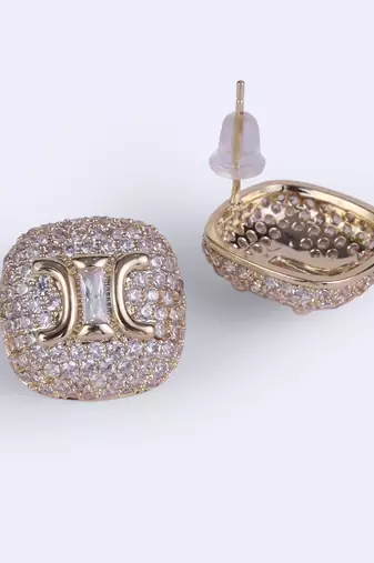 Crystal letter x charm gold plated stud earring for women