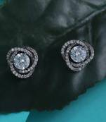 Detachable round solitaire silver plated stud earring for women