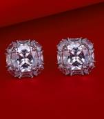 Trendy round shape silver plated stud earring for women