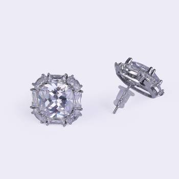 Trendy round shape silver plated stud earring for women 3