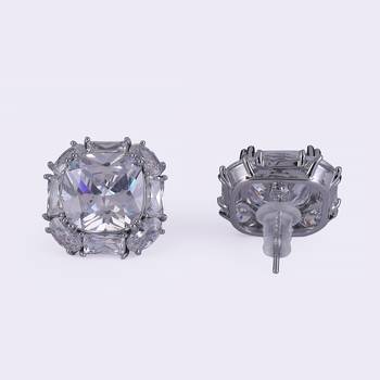 Trendy round shape silver plated stud earring for women 4