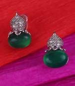 Stylish oval shape silver plated stud earring for women