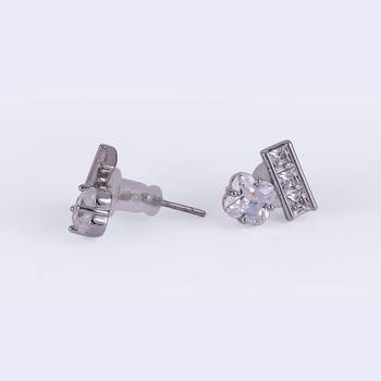 Splendid studded cz silver plated stud earring for women 4