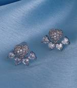 Modish heart shape silver plated stud earring for women