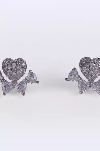 Modish heart shape silver plated stud earring for women
