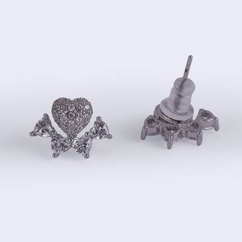 Modish heart shape silver plated stud earring for women 3