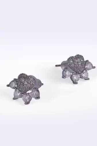 Modish heart shape silver plated stud earring for women