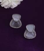 Fine oval shape silver plated stud earring for women