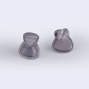 Fine oval shape silver plated stud earring for women 3