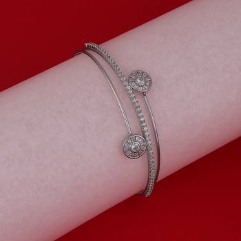 Finely round shape silver plated adjustable bracelet kada for women 1