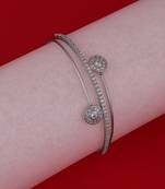 Finely round shape silver plated adjustable bracelet kada for women