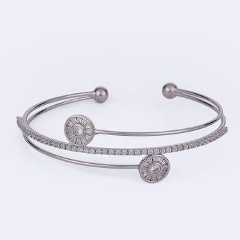 Finely round shape silver plated adjustable bracelet kada for women 2
