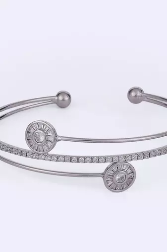 Finely round shape silver plated adjustable bracelet kada for women