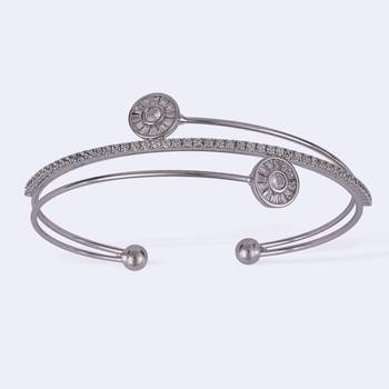 Finely round shape silver plated adjustable bracelet kada for women 3
