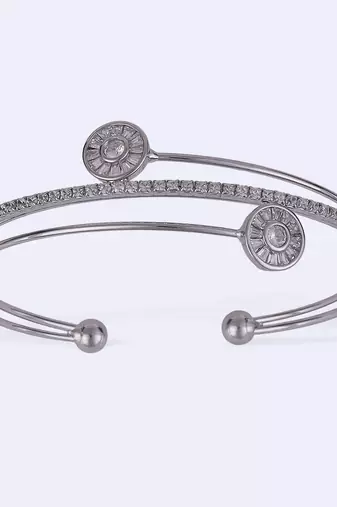 Finely round shape silver plated adjustable bracelet kada for women