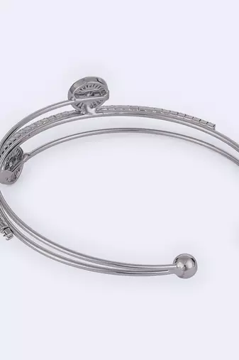 Finely round shape silver plated adjustable bracelet kada for women