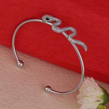 Unique snake design silver plated adjustable bracelet kada for women 1