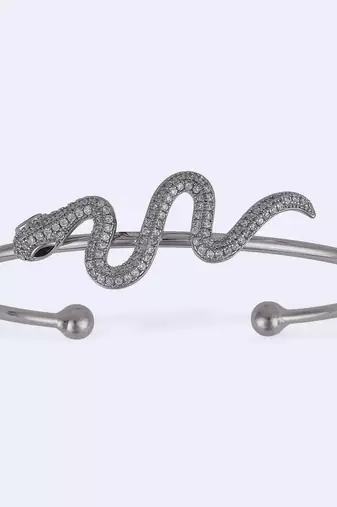 Unique snake design silver plated adjustable bracelet kada for women