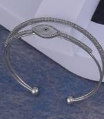 Steel evil eye silver plated adjustable bracelet kada for women