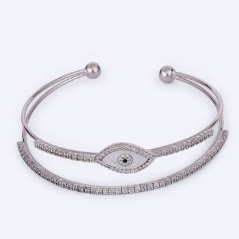 Steel evil eye silver plated adjustable bracelet kada for women 2