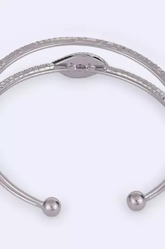 Steel evil eye silver plated adjustable bracelet kada for women