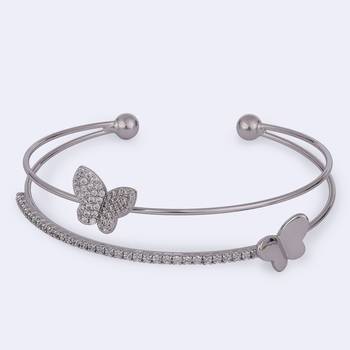 Incredible butterfly silver plated adjustable cuff bracelet kada for women 2