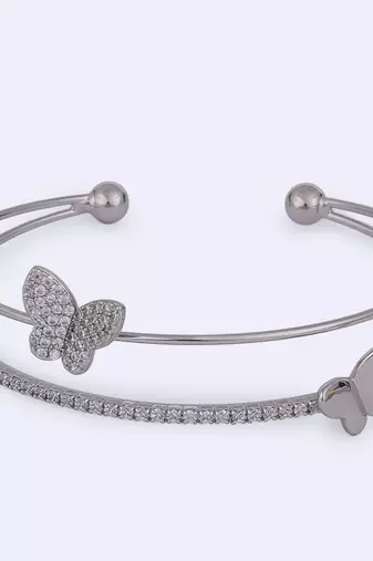 Incredible butterfly silver plated adjustable cuff bracelet kada for women