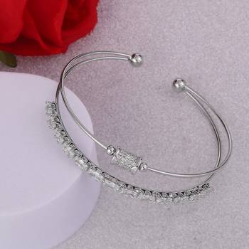 Charm cuff silver plated adjustable bracelet kada for women 1