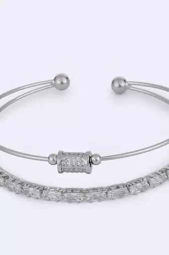 Charm cuff silver plated adjustable bracelet kada for women