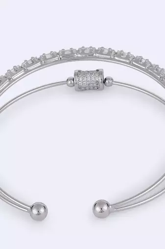 Charm cuff silver plated adjustable bracelet kada for women