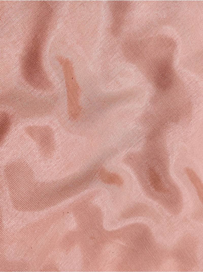 Peach Graceful jacquard dress material with handwork & organza lace dupatta