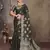 Dark green satin banarasi design saree with woven design border